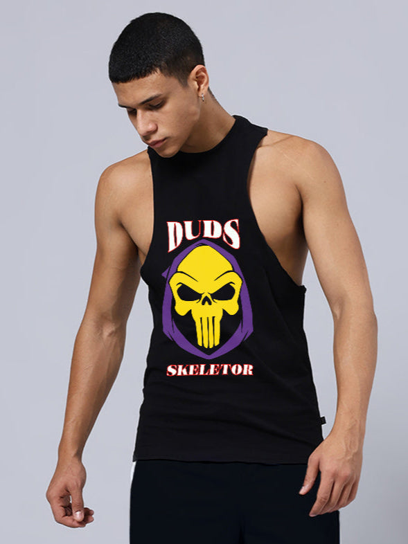 SKELETOR PRINTED GYM T-SHIRT (BLACK)