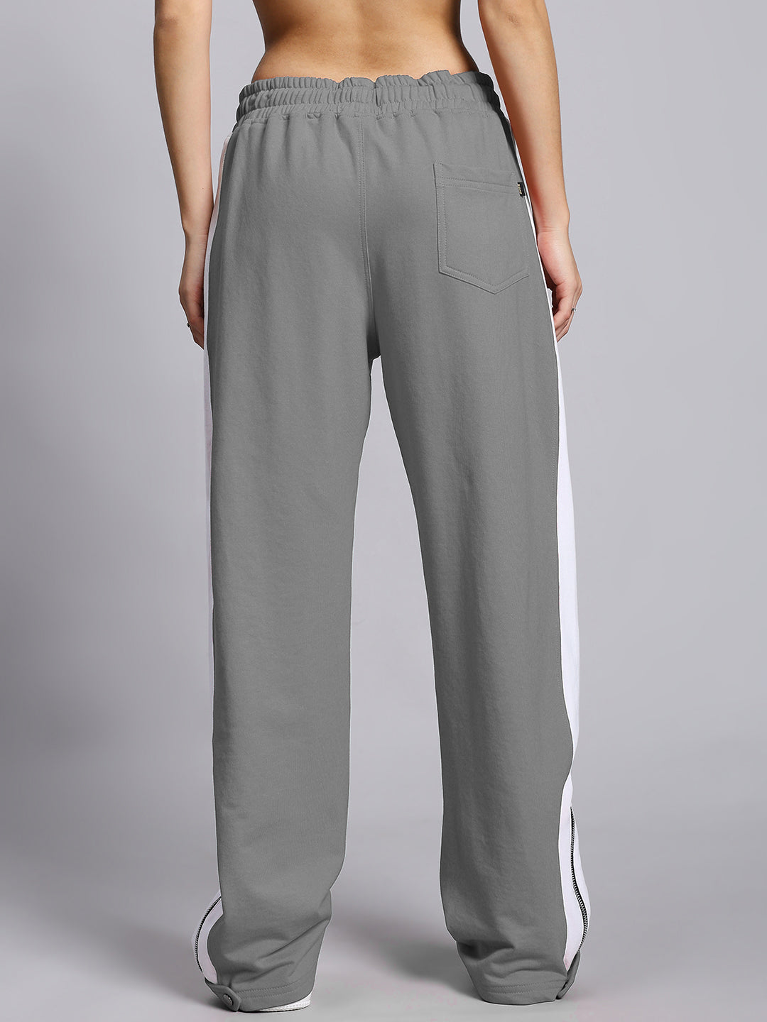 WOMEN'S WONDER SLIT ZIPPER JOGGERS (GREY-WHITE)