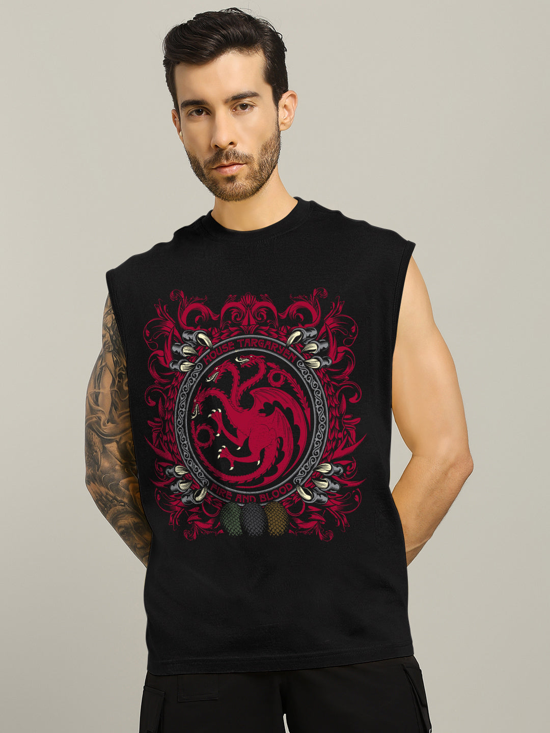 HOUSE OF DRAGON PRINTED GYM T-SHIRT (BLACK)