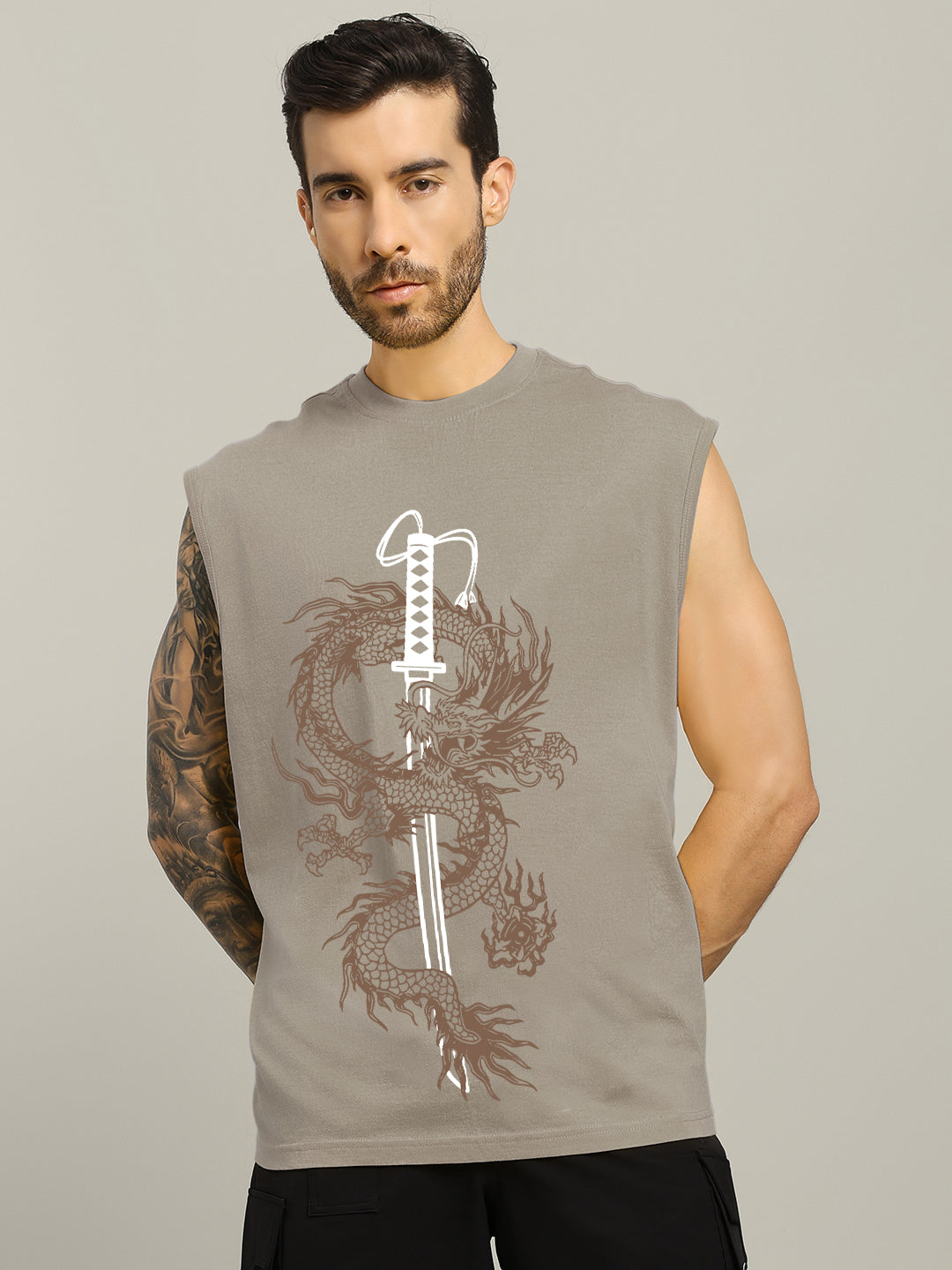 RYUJIN KAI PRINTED GYM T-SHIRT (GREY)