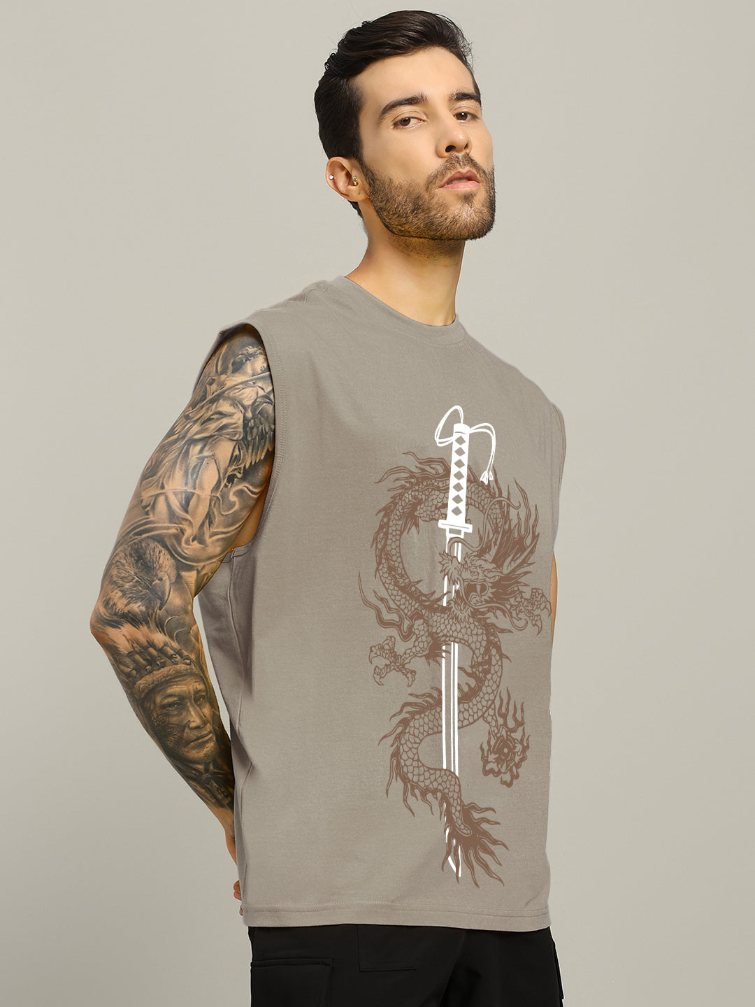 RYUJIN KAI PRINTED GYM T-SHIRT (GREY)