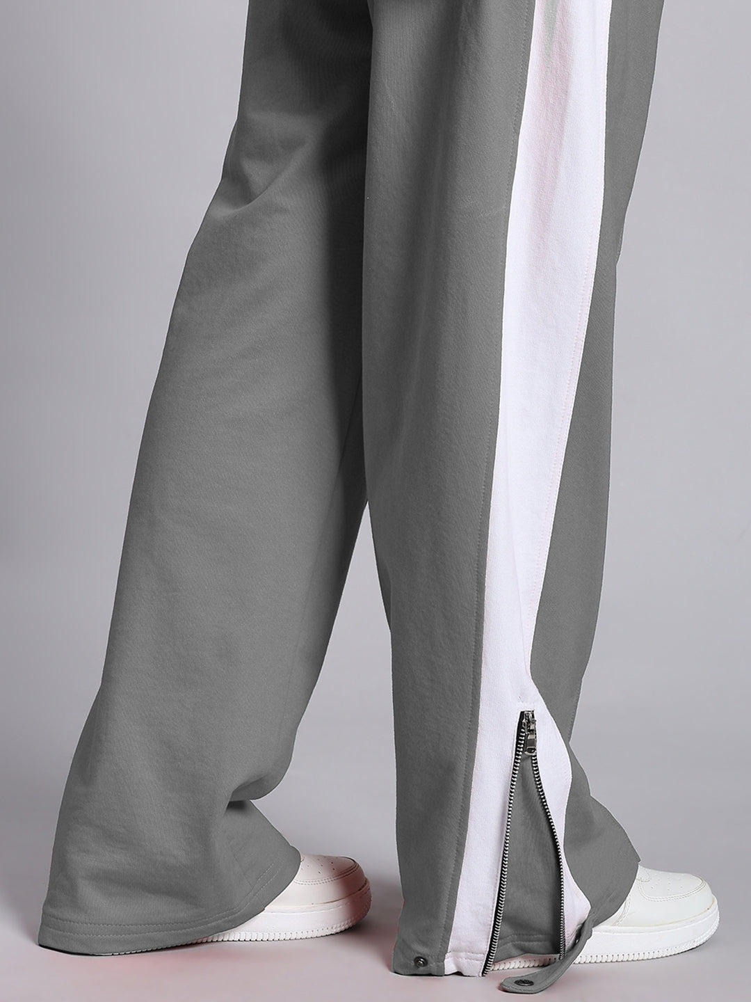 WOMEN'S WONDER SLIT ZIPPER JOGGERS (GREY-WHITE)