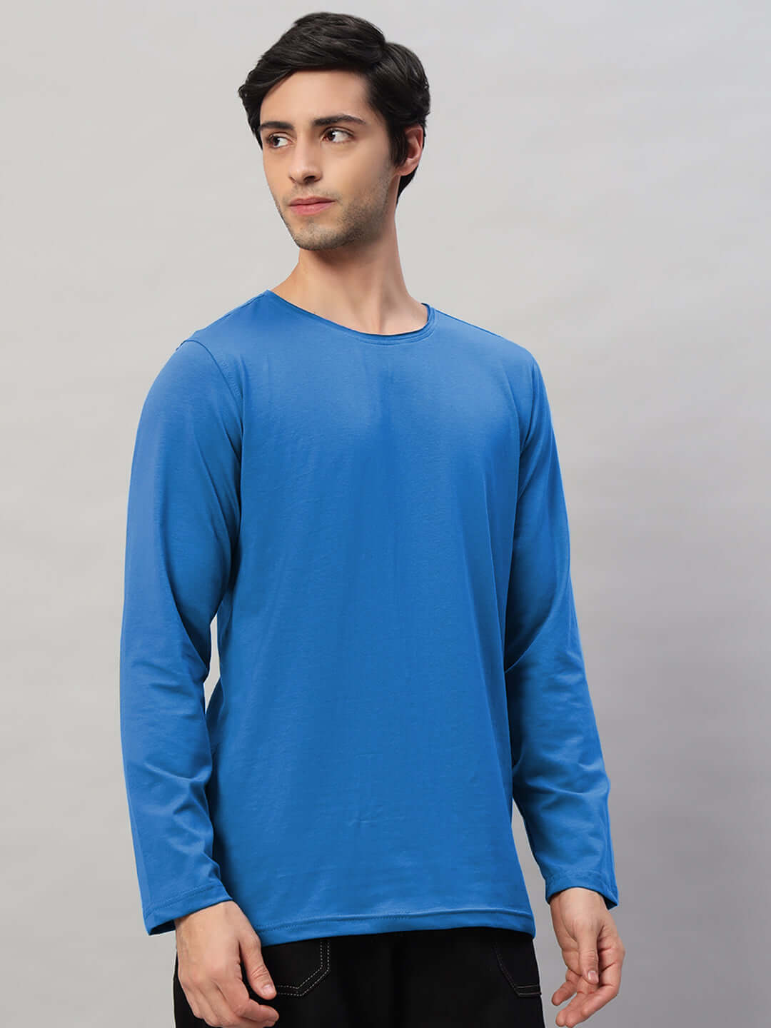 OMNI Slim Fit Sweatshirt in Royal Blue, featuring premium 100% cotton fabric, perfect for a stylish and comfortable look.