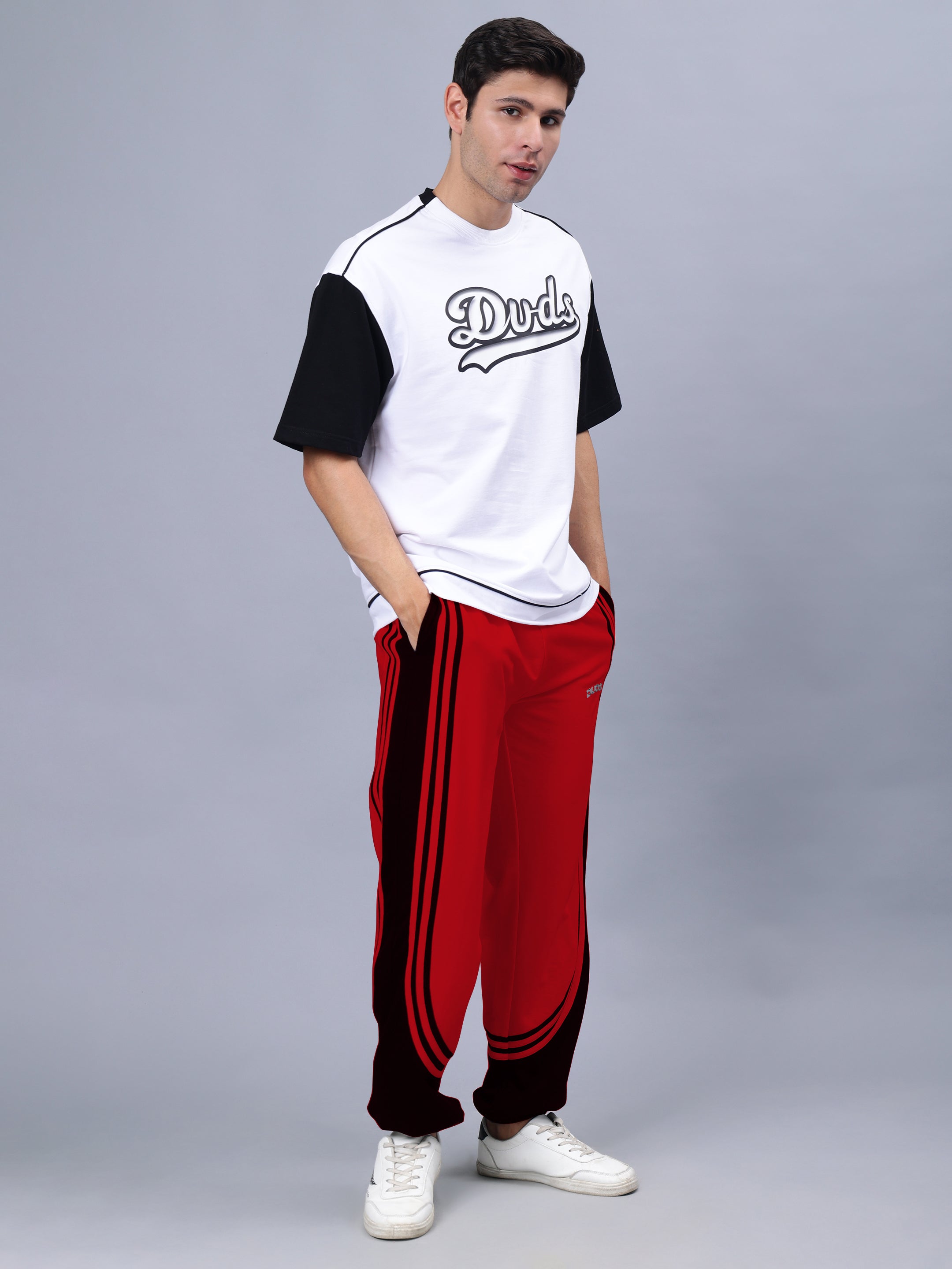 FRENZY CURVE CONTRAST JOGGERS (RED BLACK)