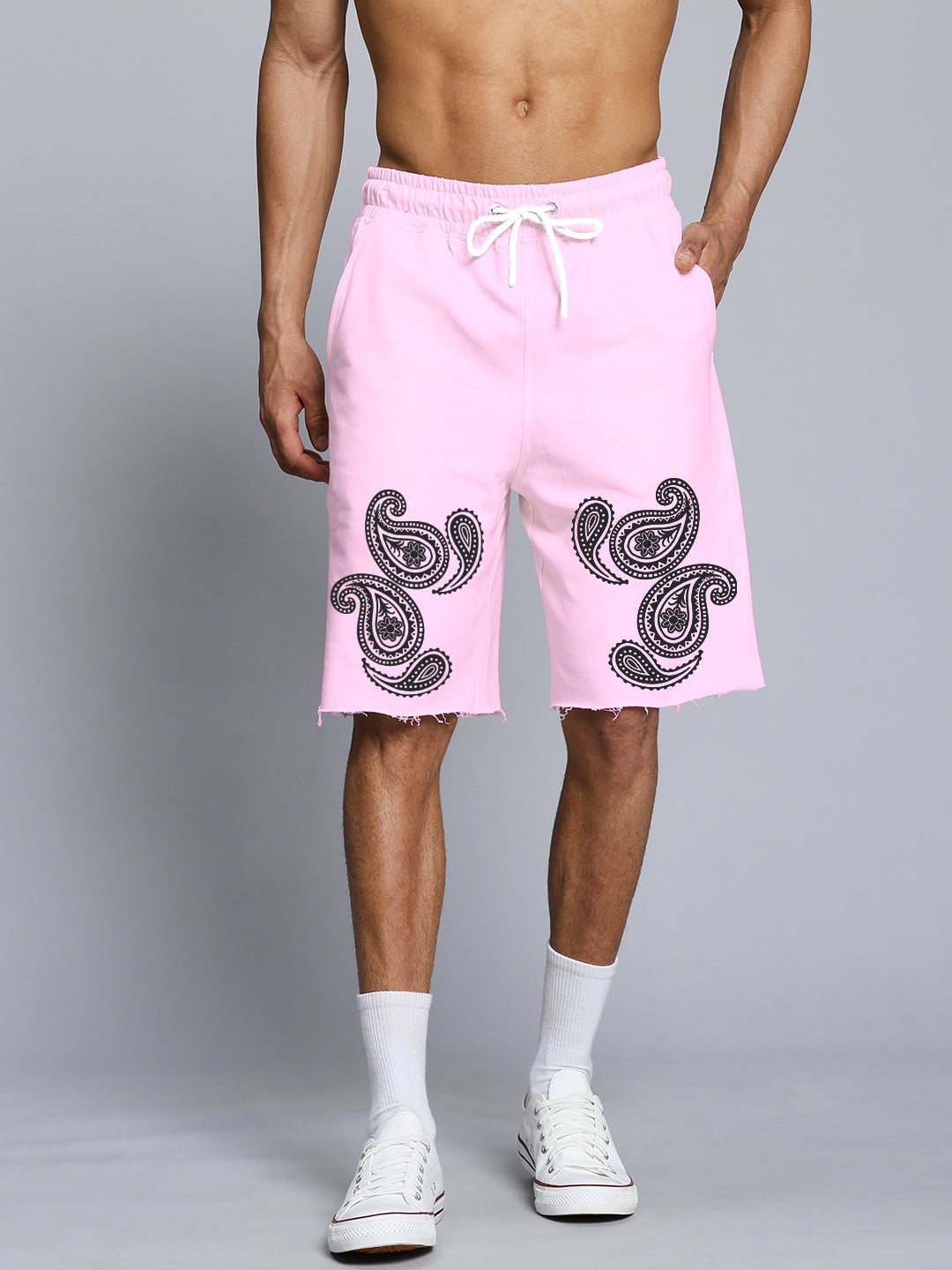 MESSI PAISLEY PRINT REGULAR FIT SHORTS (PINK)