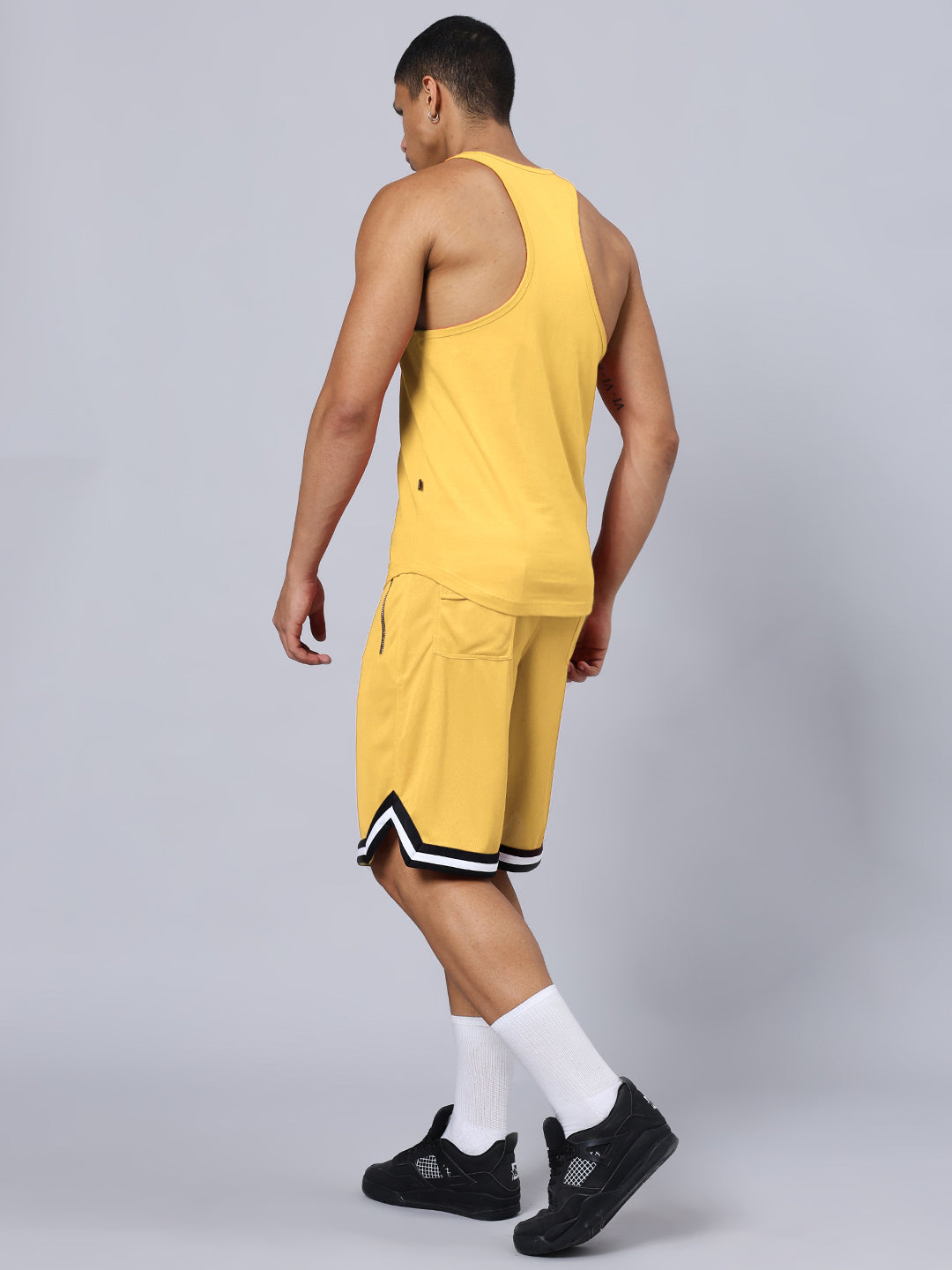 KETTLEBELL SKULL PRINTED GYM CO-ORD SET (YELLOW)