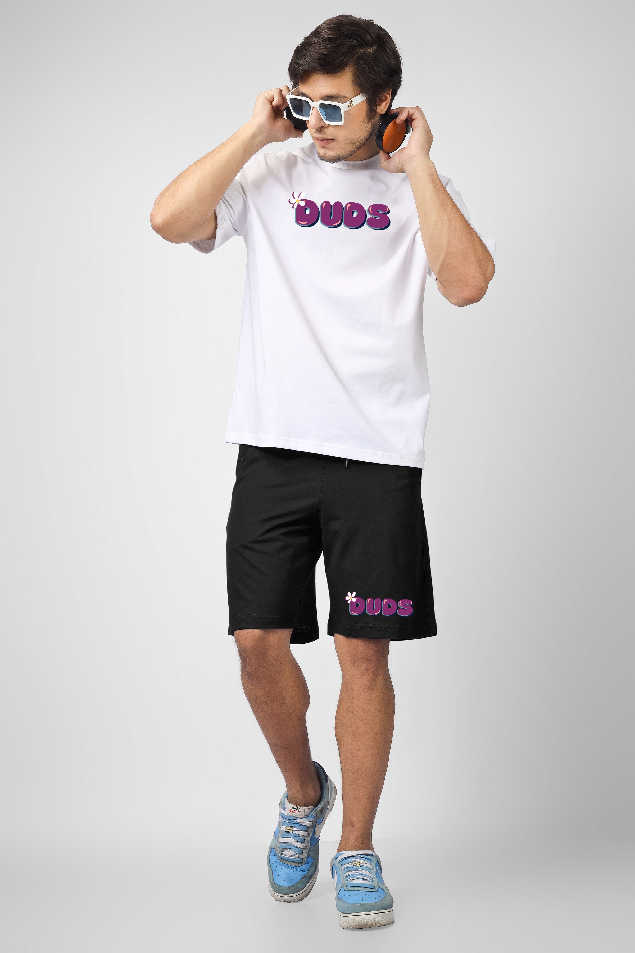 NO POS WOW SUMMER CO-ORD SET (WHITE BLACK)