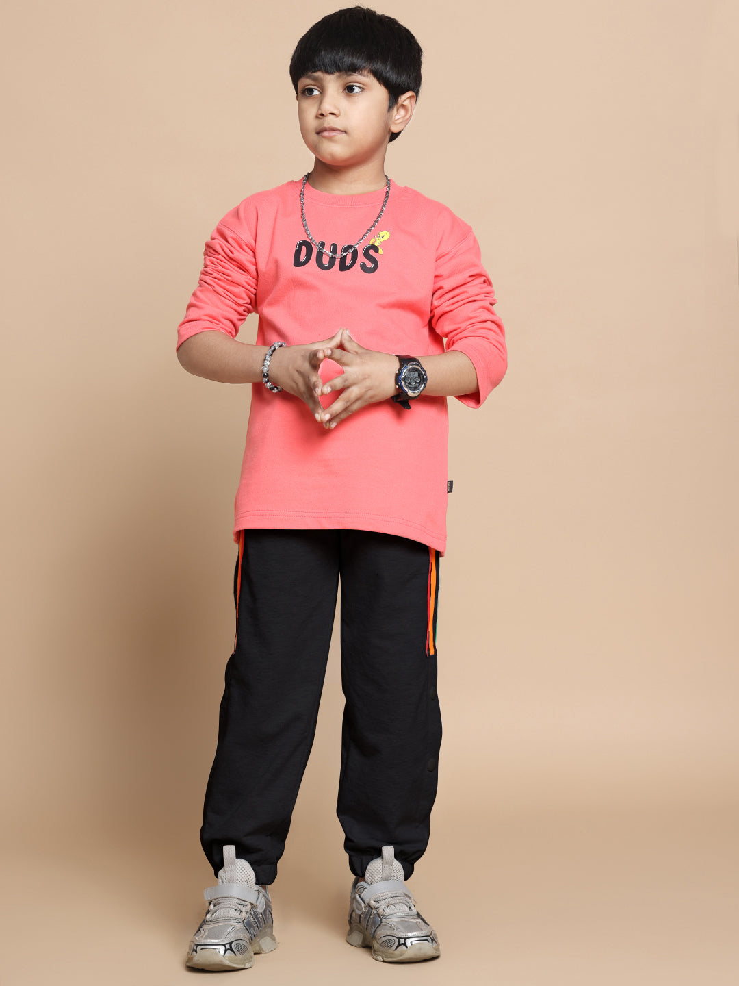 DUDS PRISM COLORFUL STRIPE JOGGER FOR BOYS & GIRL (BLACK)