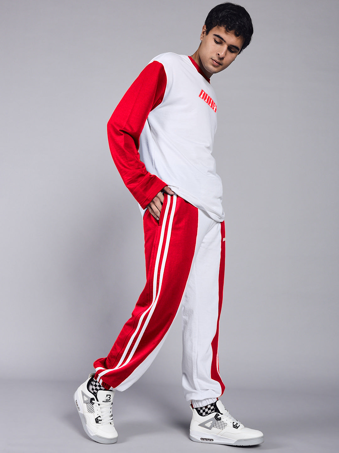 BALMY RELAXED FIT CO-ORD SET (WHITE RED)
