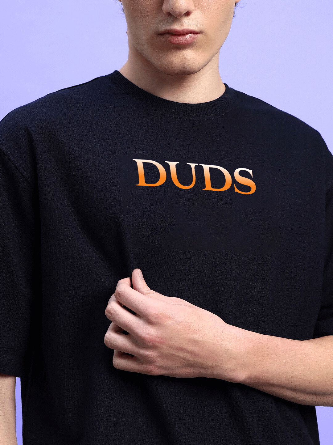 Model wearing HIDDEN POWER PRINTED OVERSIZED T-SHIRT BLACK with bold graphic design and relaxed fit.
