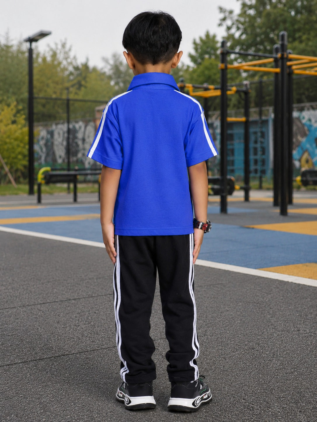 CHAMPION TRACK POLO CO-ORD FOR BOYS GIRLS BLUE