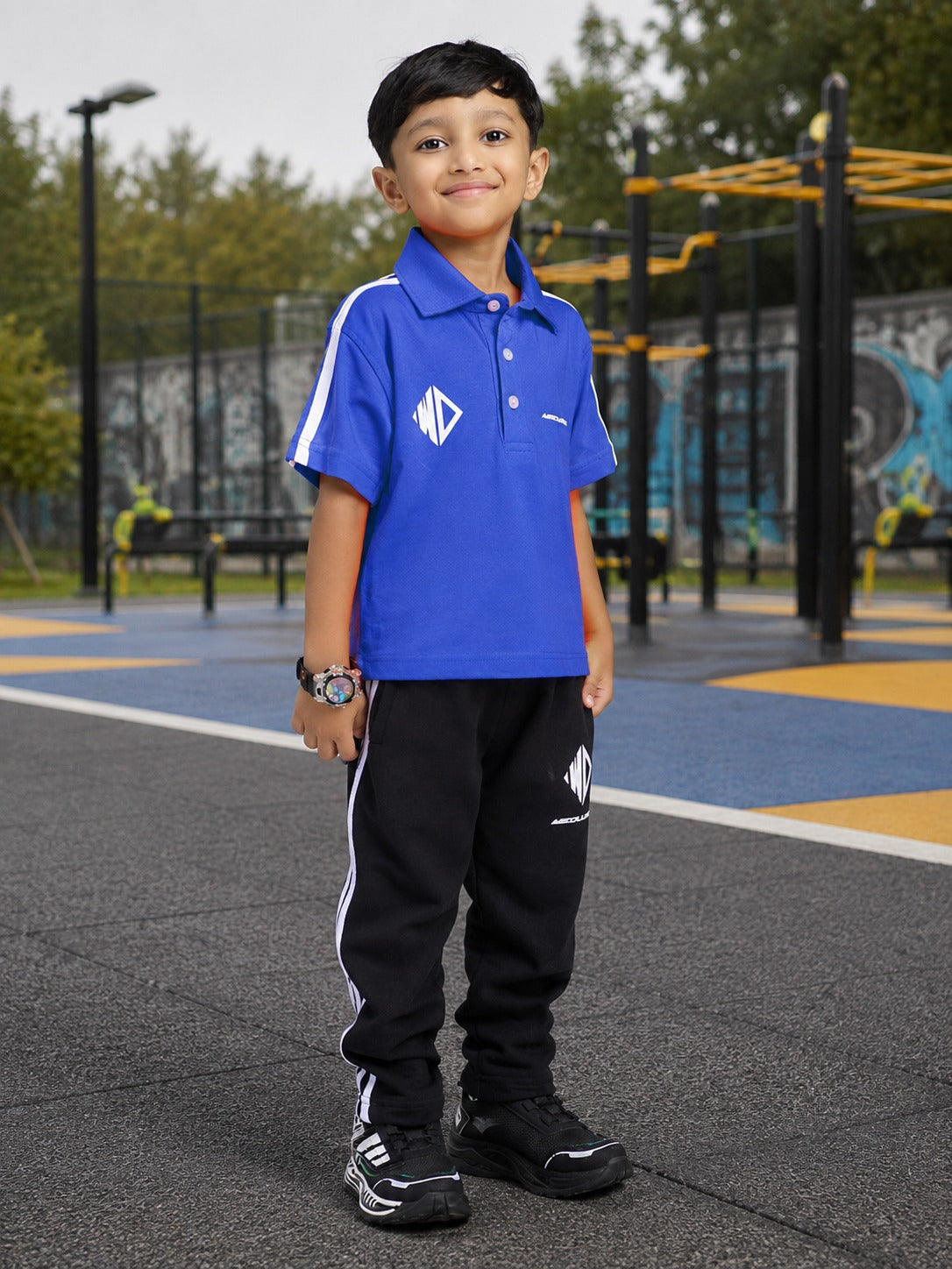 CHAMPION TRACK POLO CO-ORD FOR BOYS GIRLS BLUE
