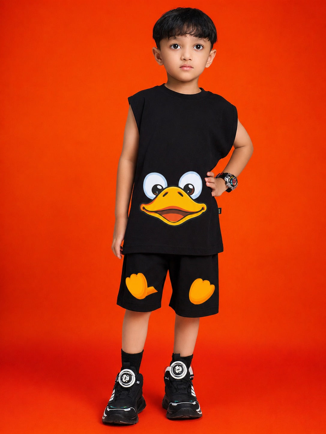 QUACK ATTACK GRAPHIC T-SHIRT FOR BOYS GIRLS BLACK