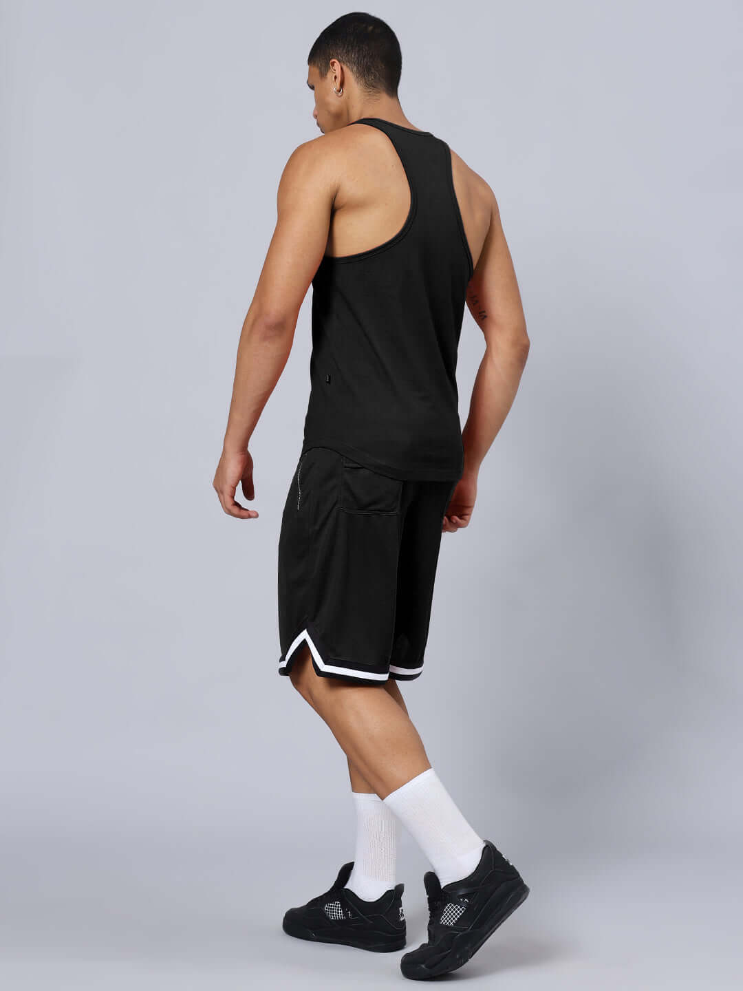 Man wearing ACTIVE CROSS FIT GYM CO-ORD SET BLACK standing