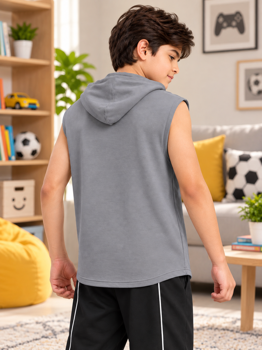 ACTIVEWEAR SLEEVELESS GRAPHIC PRINT FOR BOYS GIRLS BROWN GREY