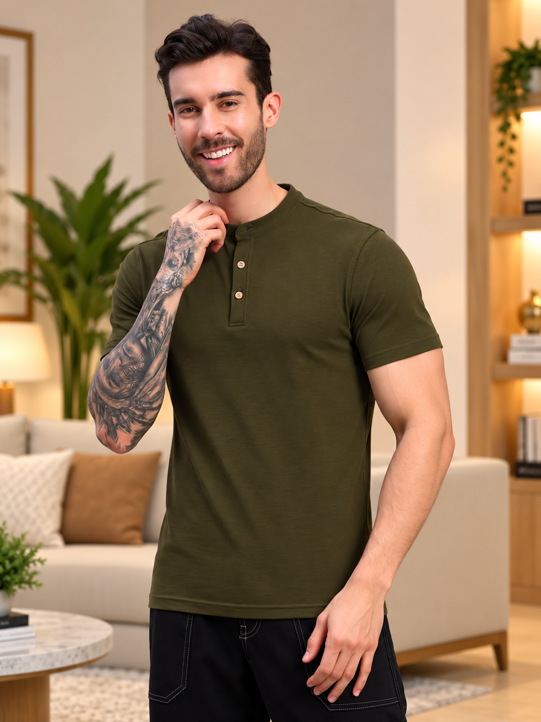 ALBET REGULAR FIT T-SHIRT OLIVE GREEN