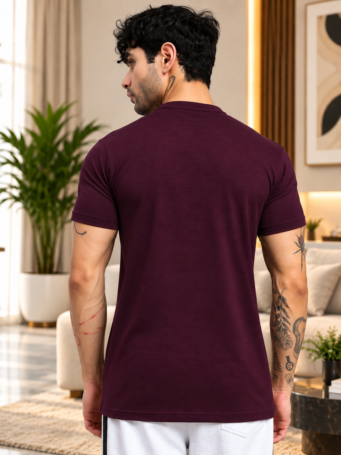 ALBET REGULAR FIT T-SHIRT MAROON - Wearduds, view 3