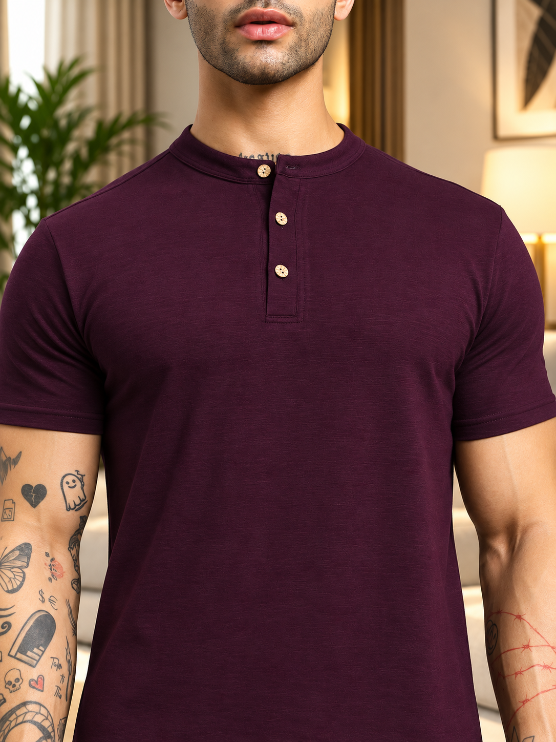 ALBET REGULAR FIT T-SHIRT MAROON - Wearduds, view 4