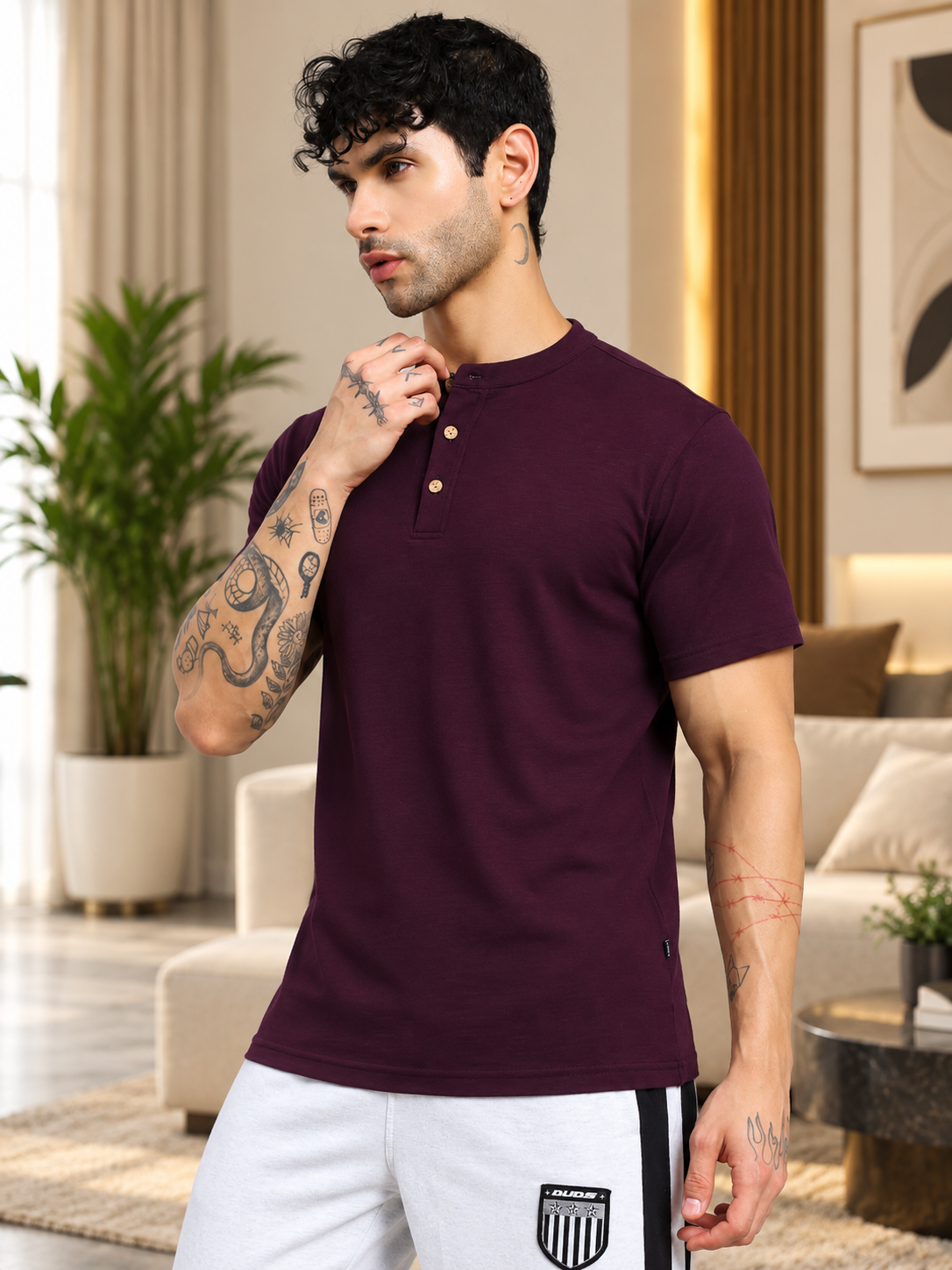 ALBET REGULAR FIT T-SHIRT MAROON - Wearduds, view 1