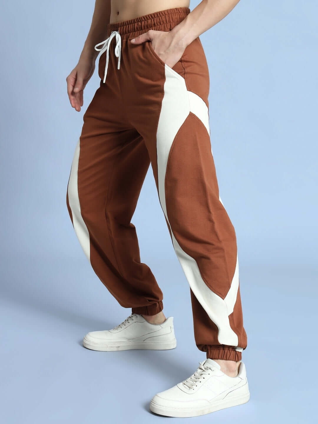 Brown and white American football joggers from DUDS, tailored fit, customizable size options available.
