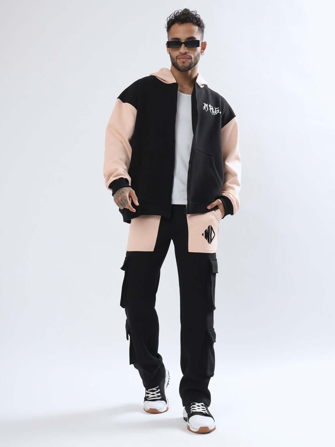 Angel Wings Colorblock Zipper Hoodie Co-Ord Set - Wearduds