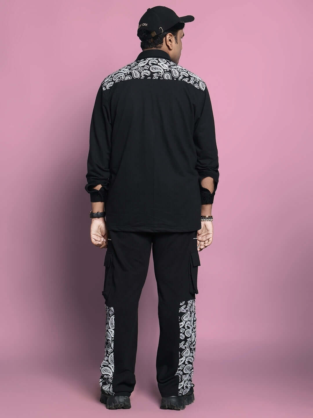 COVE COTTON TERRY CO-ORD SET BLACK BANDANA PRINT featuring unisex top and shorts, perfect for stylish comfort, play, or lounging.