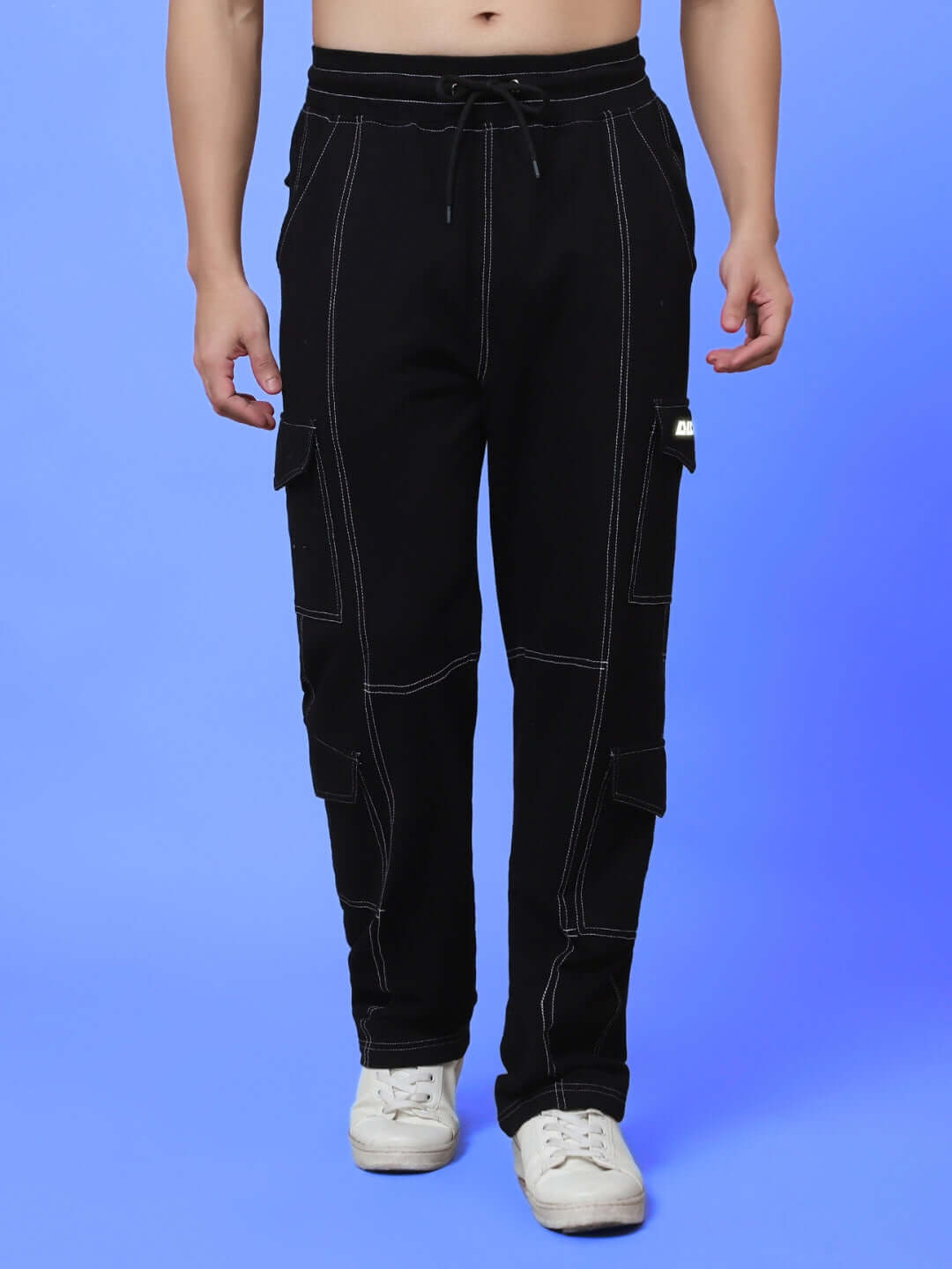 Black carpenter cargo pant made by experienced tailors, featuring custom fit option for tailored comfort.
