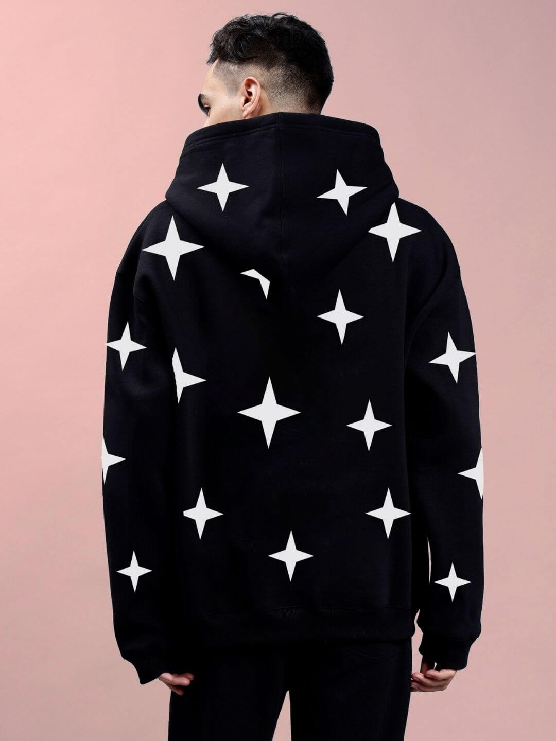 BLINKING STARS REFLECTOR OVERSIZE HOODIE BLACK - Hoodie
