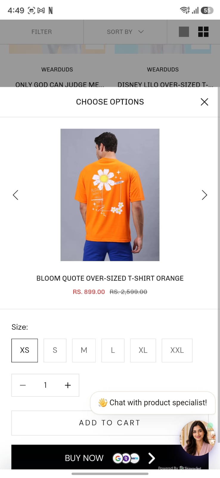 BLOOM QUOTE OVER-SIZED T-SHIRT ORANGE
