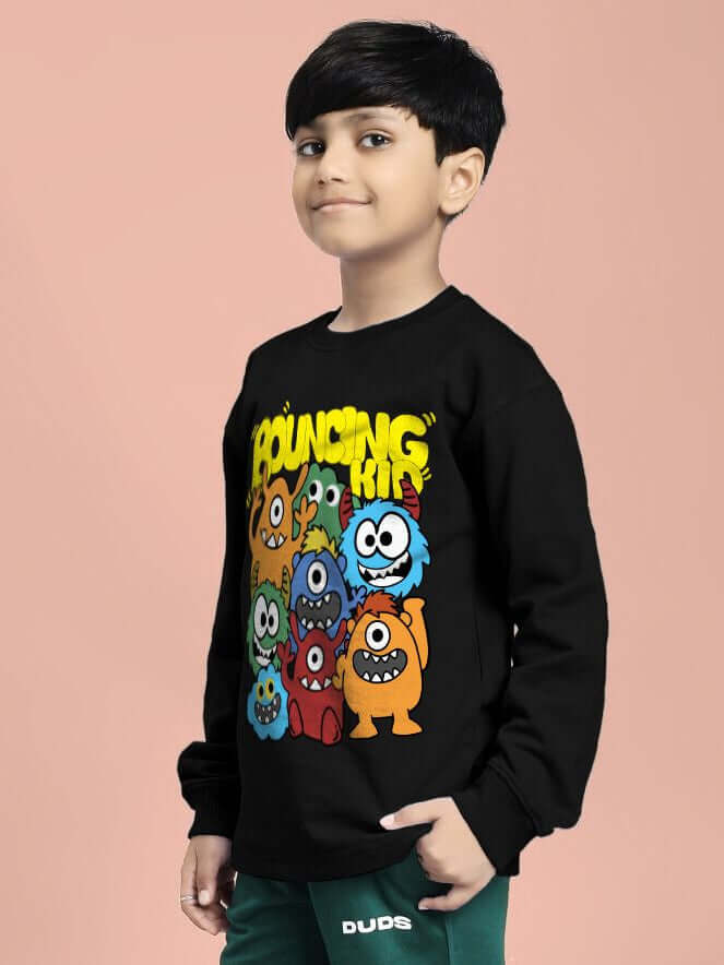 BOUNCING KID SWEATSHIRT FOR BOYS AND GIRLS BLACK - KIDS SWEATSHIRT