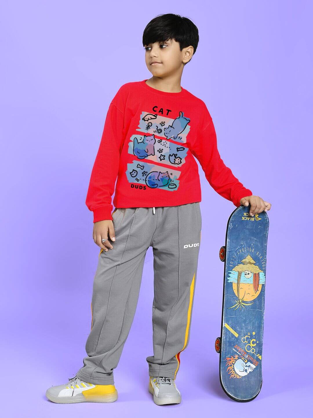 CAT LOVERS SWEATSHIRT FOR BOYS AND GIRLS RED - KIDS SWEATSHIRT