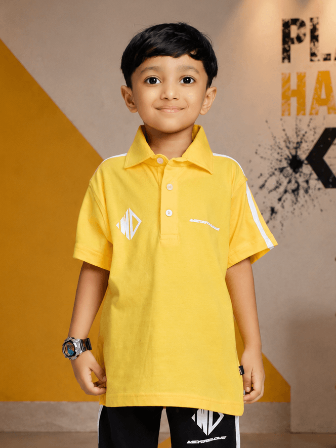 CHAMPION TRACK POLO T-SHIRT FOR BOYS GIRLS YELLOW