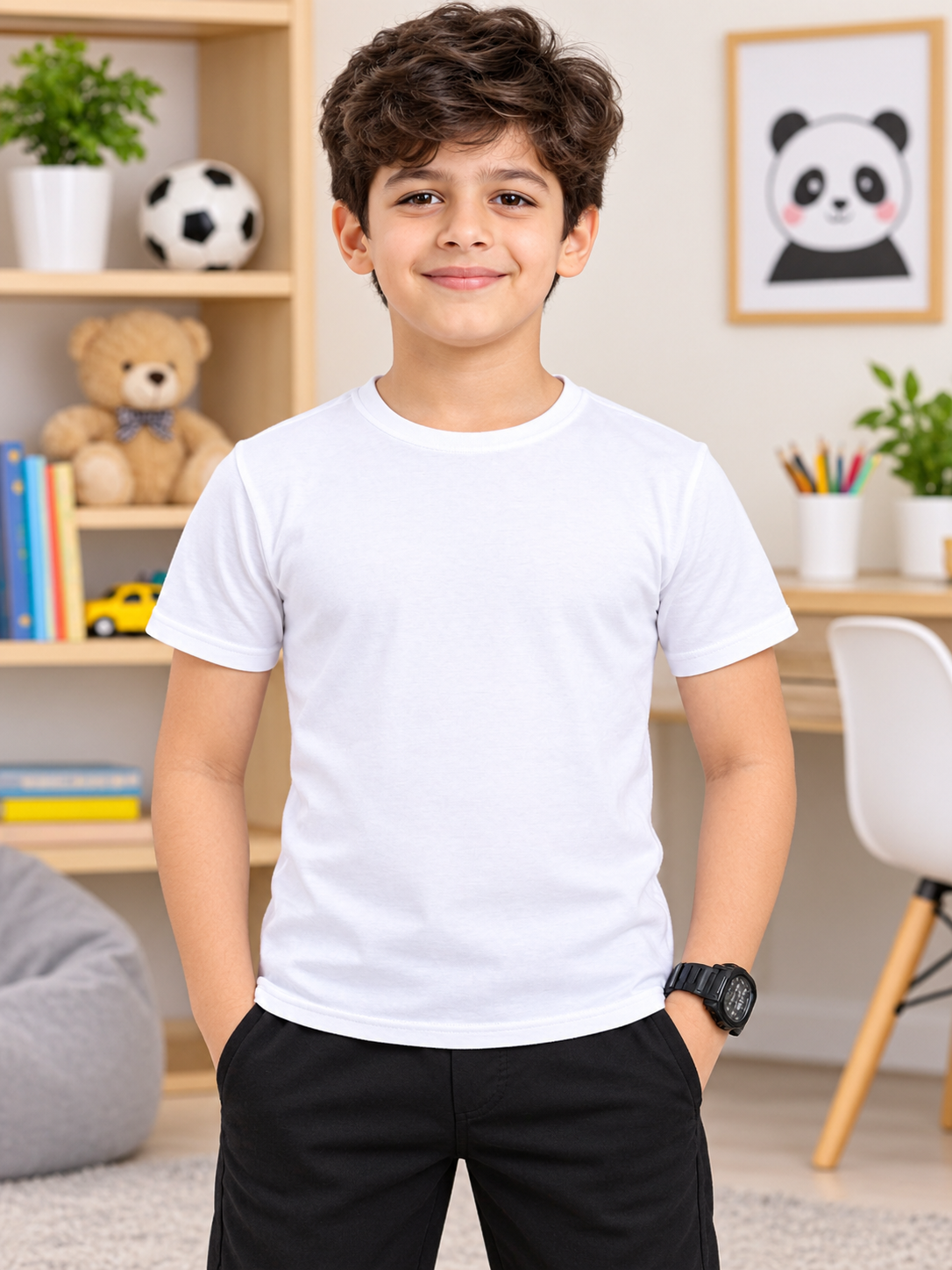 CLASSIC SLIM FIT T-SHIRT FOR BOYS GIRLS WHITE