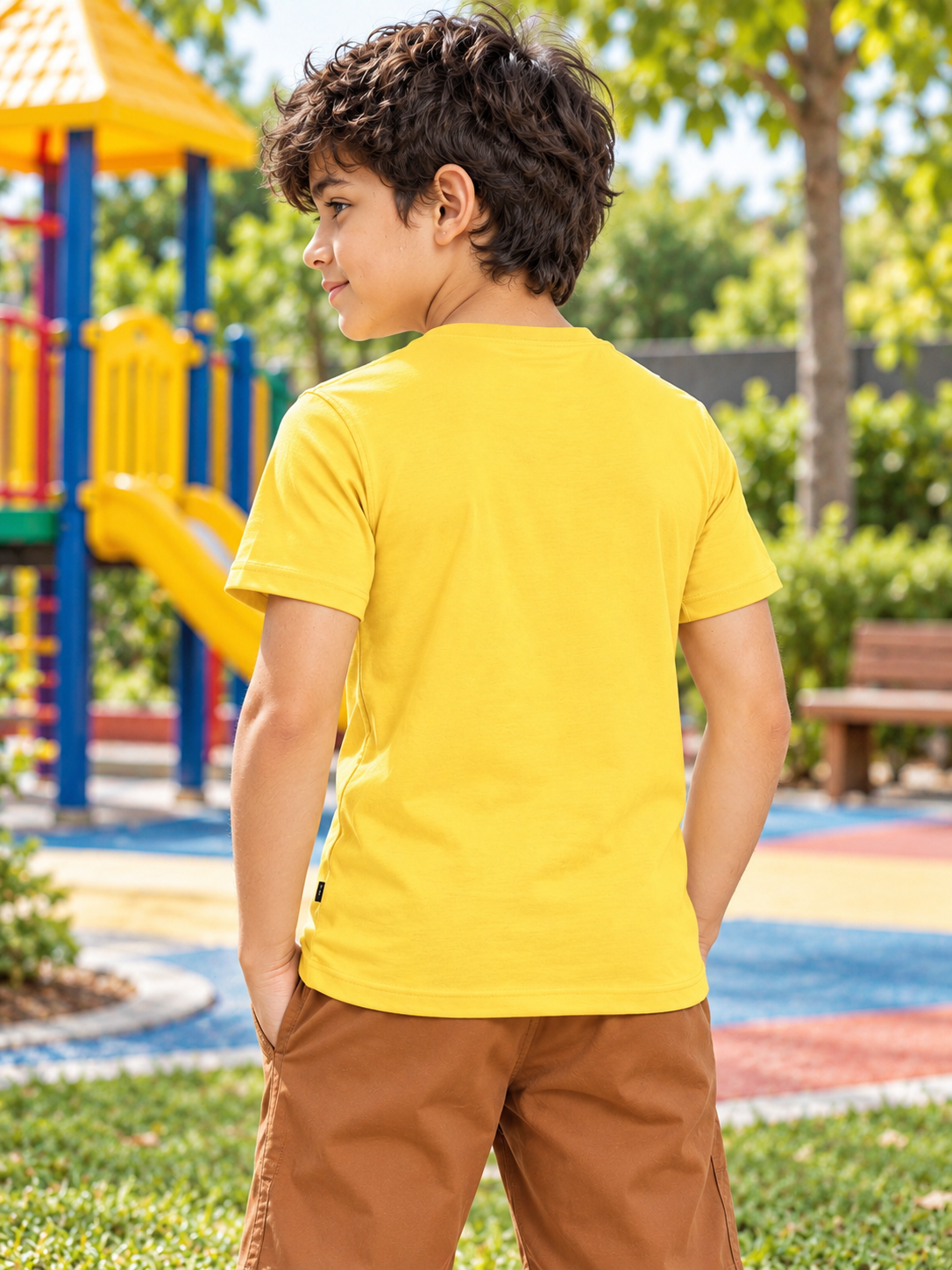 CLASSIC SLIM FIT T-SHIRT FOR BOYS GIRLS YELLOW