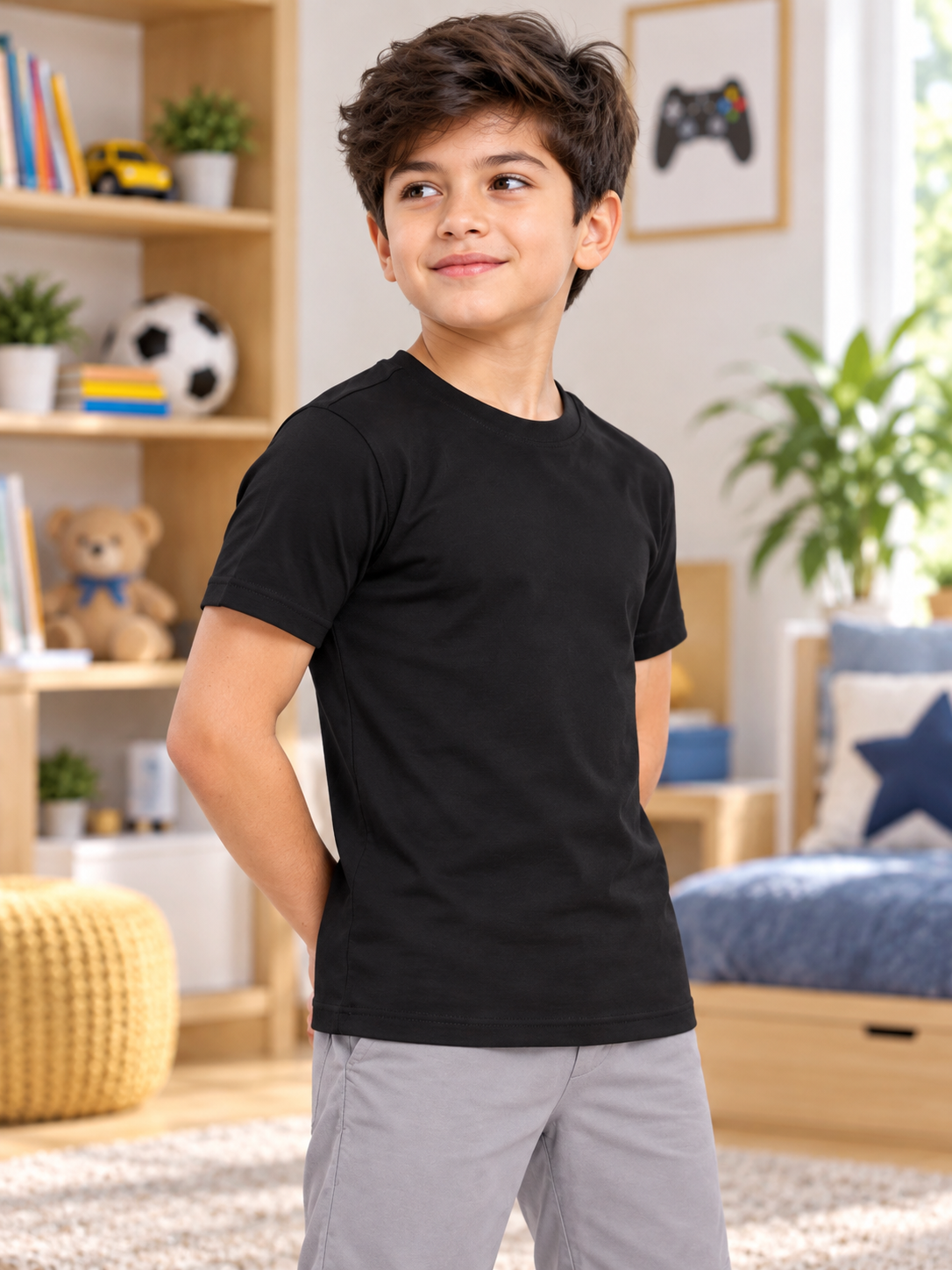 CLASSIC SLIM FIT T-SHIRT FOR BOYS GIRLS BLACK
