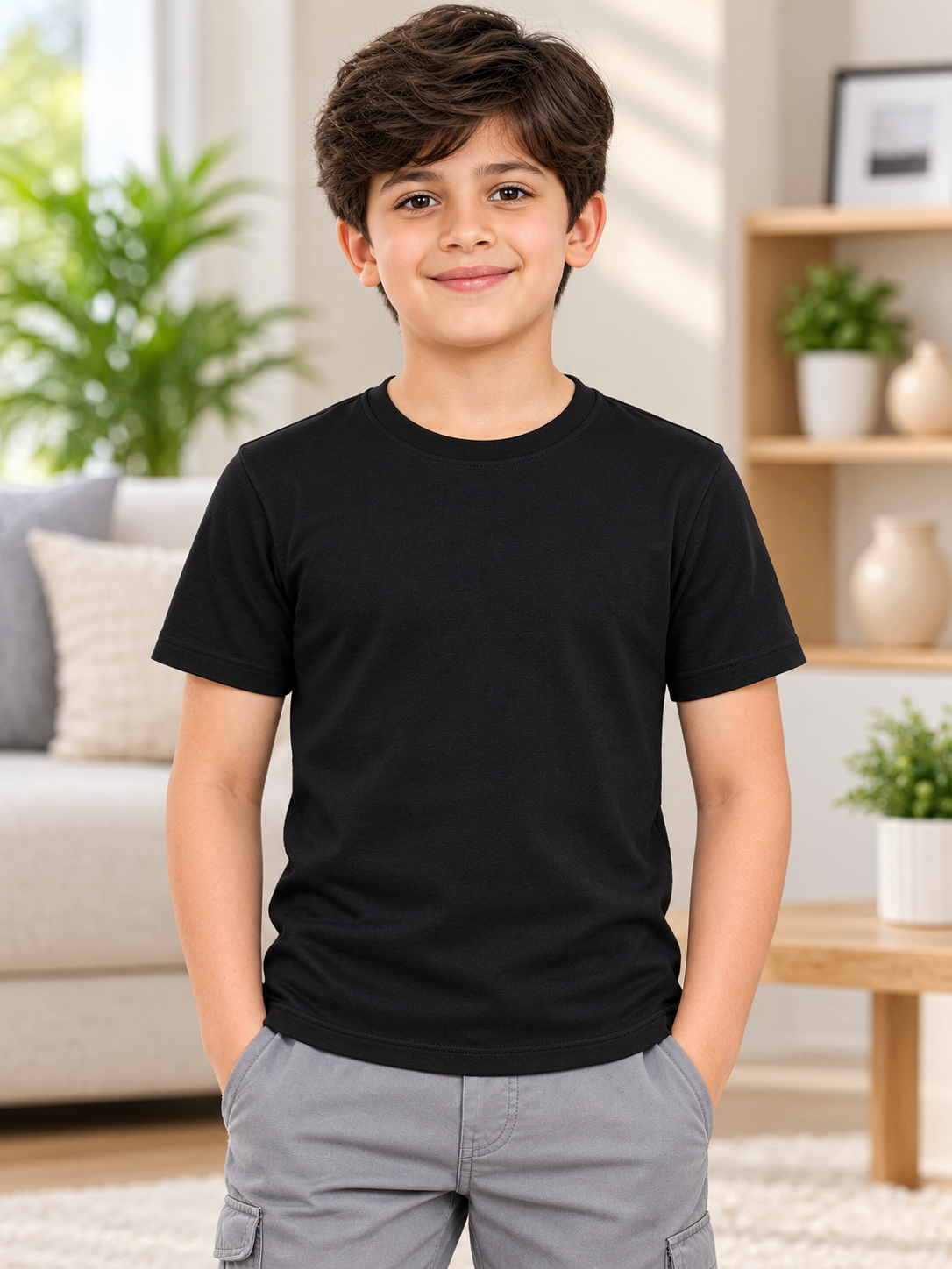 CLASSIC SLIM FIT T-SHIRT FOR BOYS GIRLS BLACK