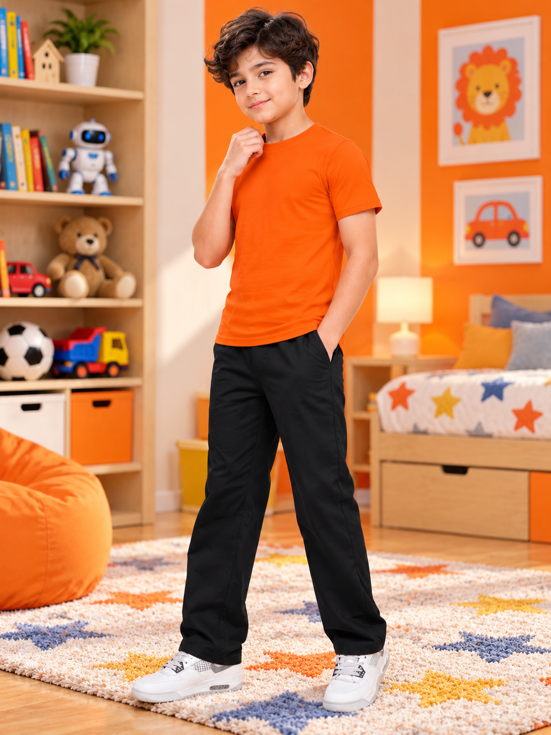 CLASSIC SLIM FIT T-SHIRT FOR BOYS GIRLS ORANGE