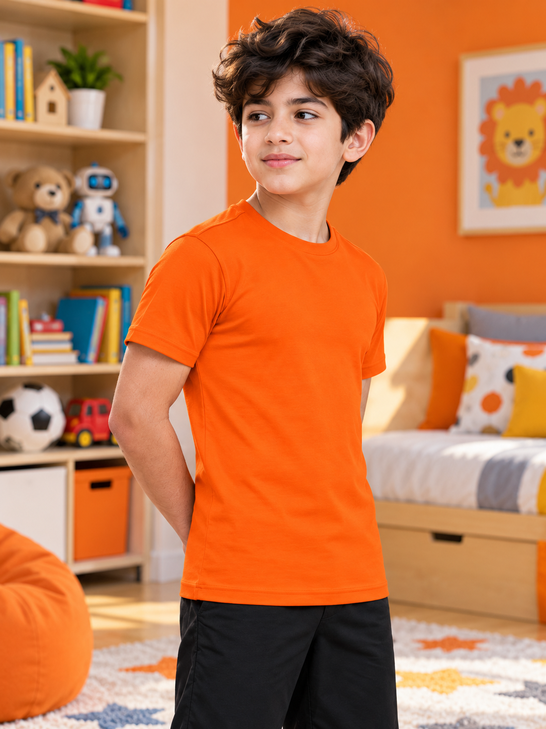 CLASSIC SLIM FIT T-SHIRT FOR BOYS GIRLS ORANGE
