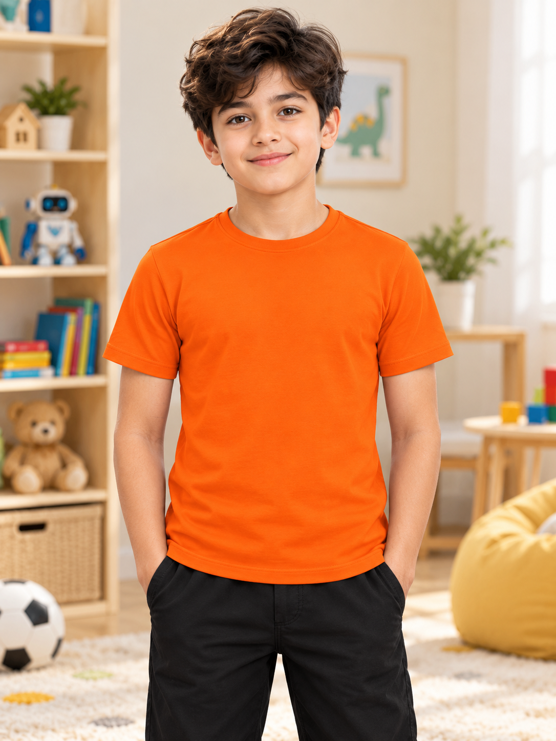 CLASSIC SLIM FIT T-SHIRT FOR BOYS GIRLS ORANGE