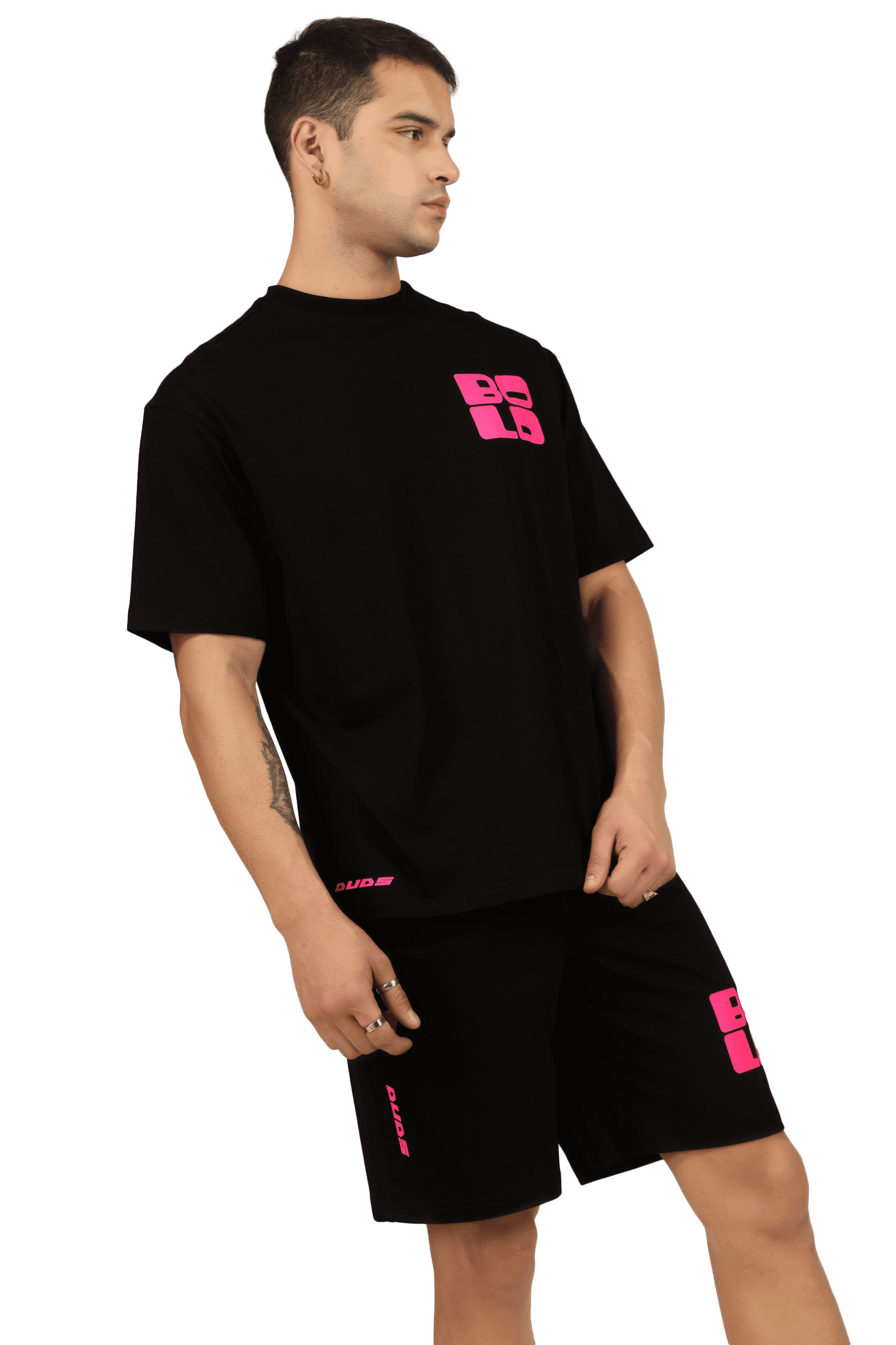 CO - ORD SET BLACK WITH PRINT MAGENTA BOLD - CO - ORD SET