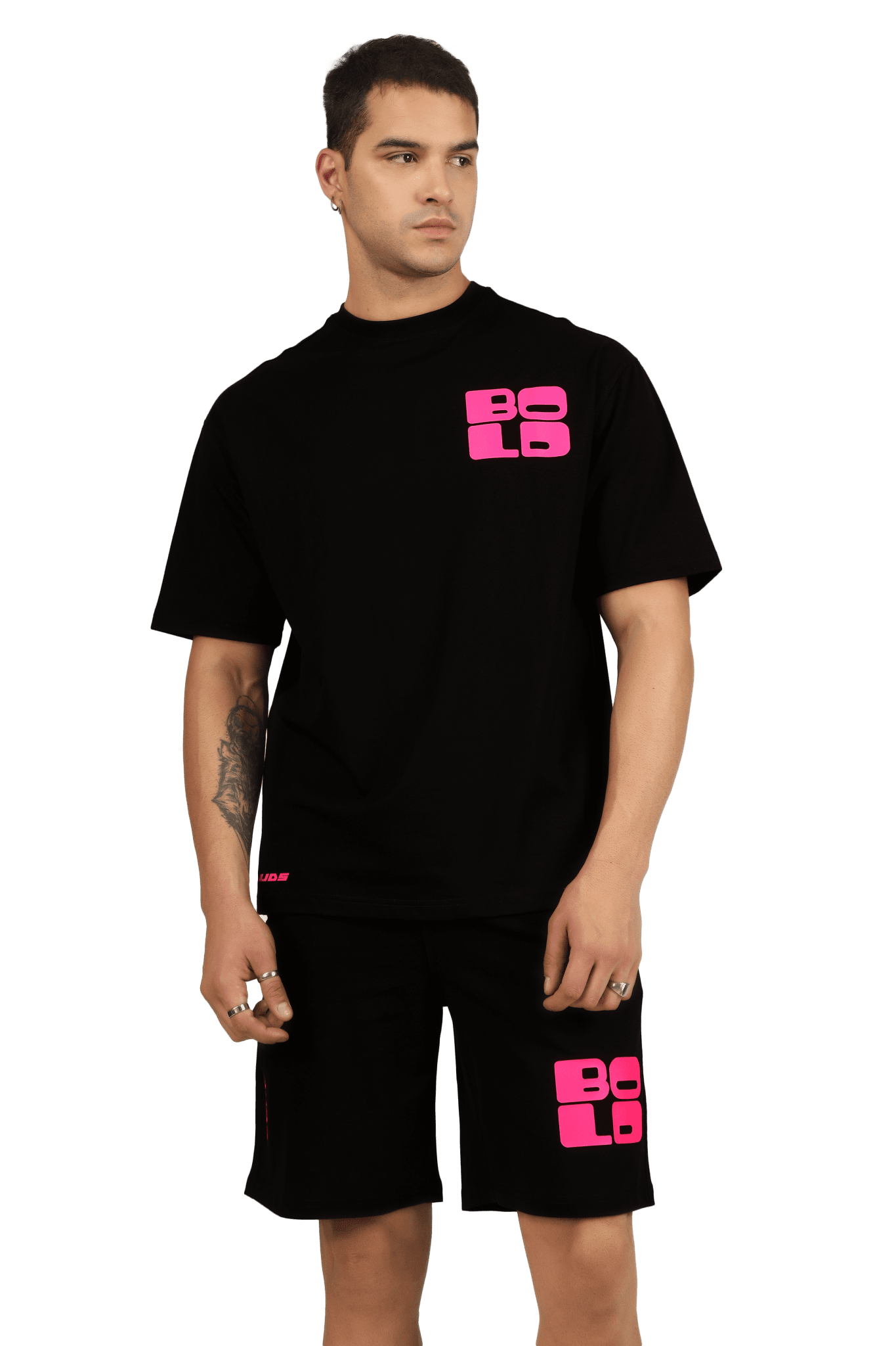 CO - ORD SET BLACK WITH PRINT MAGENTA BOLD - CO - ORD SET