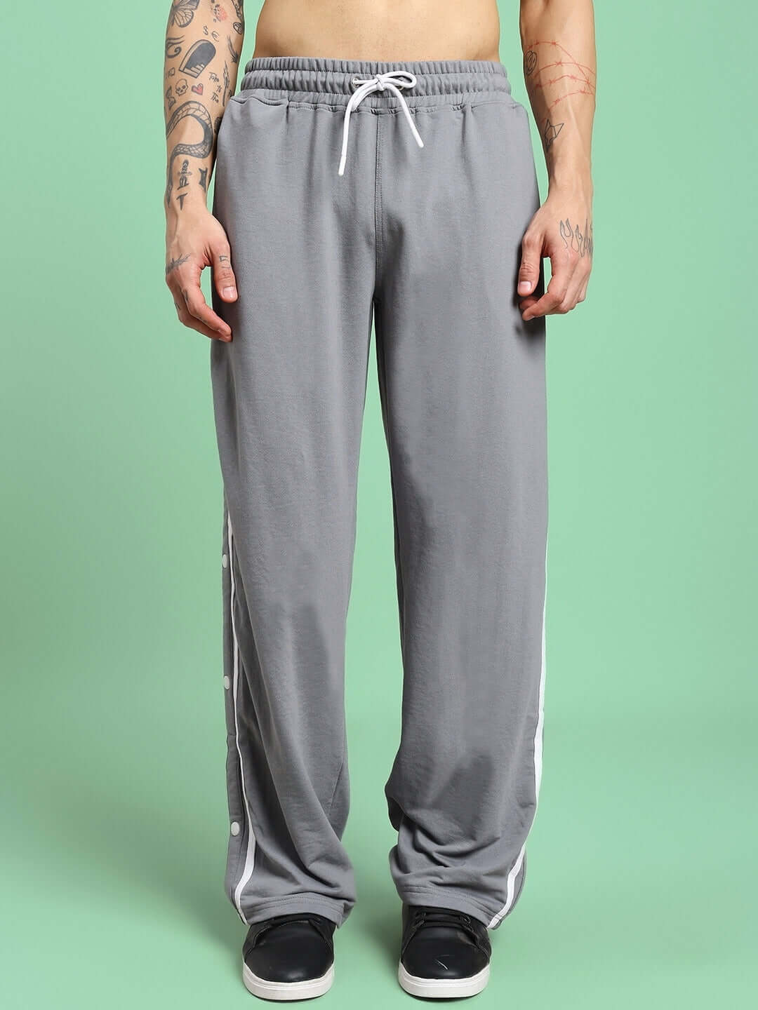 CONTRAST PANEL COTTON TERRY JOGGER GREY showcasing comfort and style in men's loungewear.