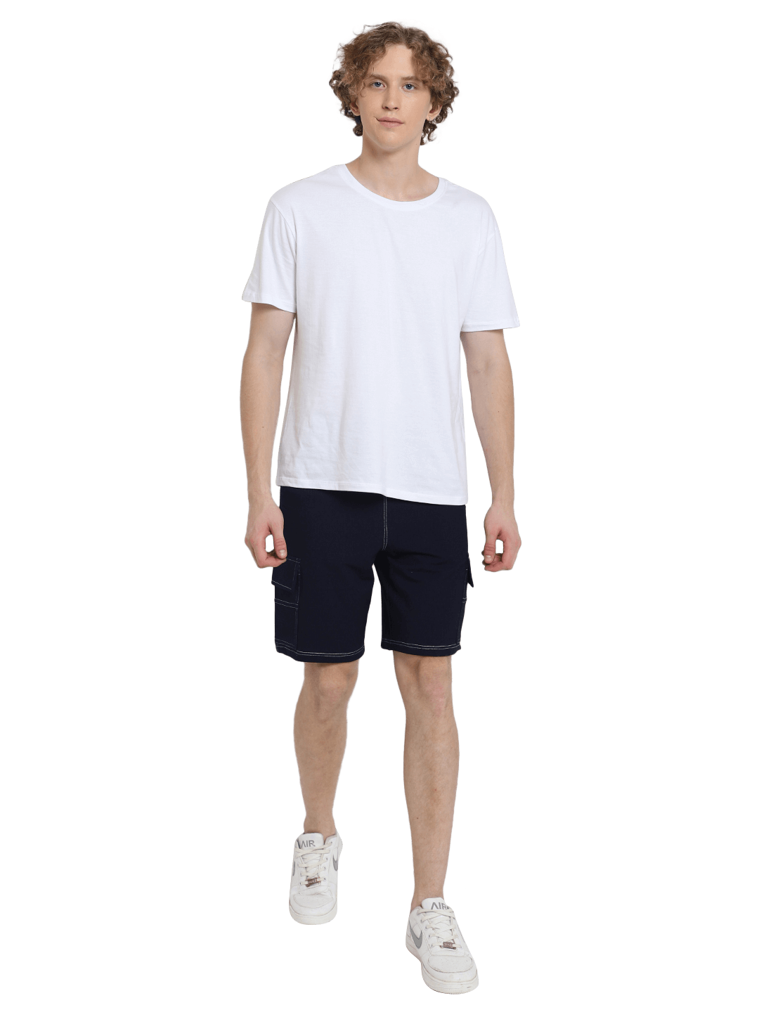 Contrast Stitch Carpenter Denim Shorts (Blue) - Wearduds