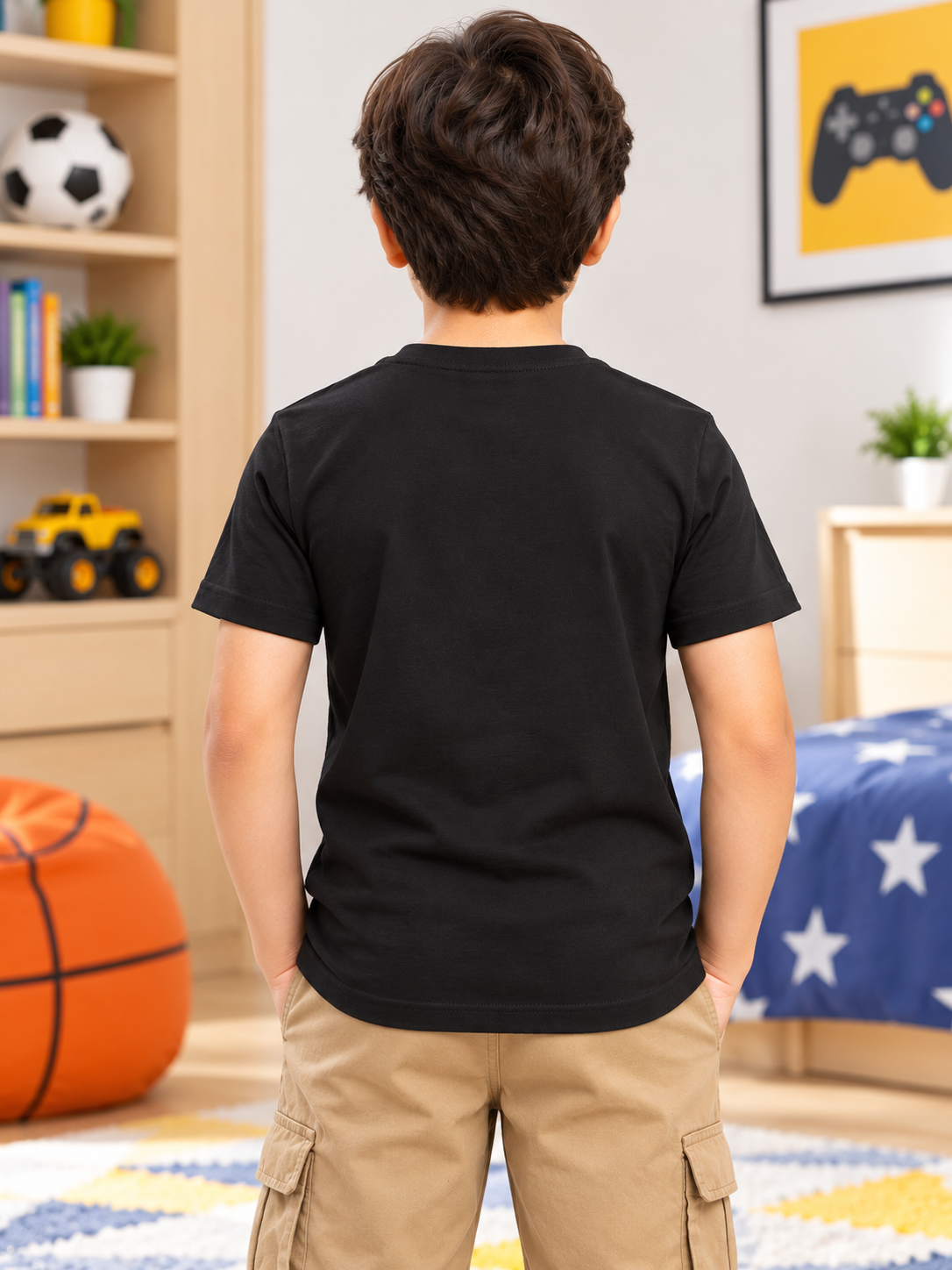 CORE SHORT REGULAR FIT T-SHIRT FOR BOYS GIRLS BLACK