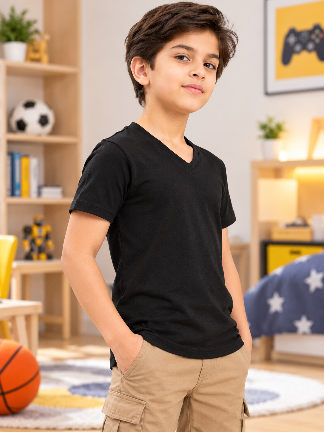 CORE SHORT REGULAR FIT T-SHIRT FOR BOYS GIRLS BLACK