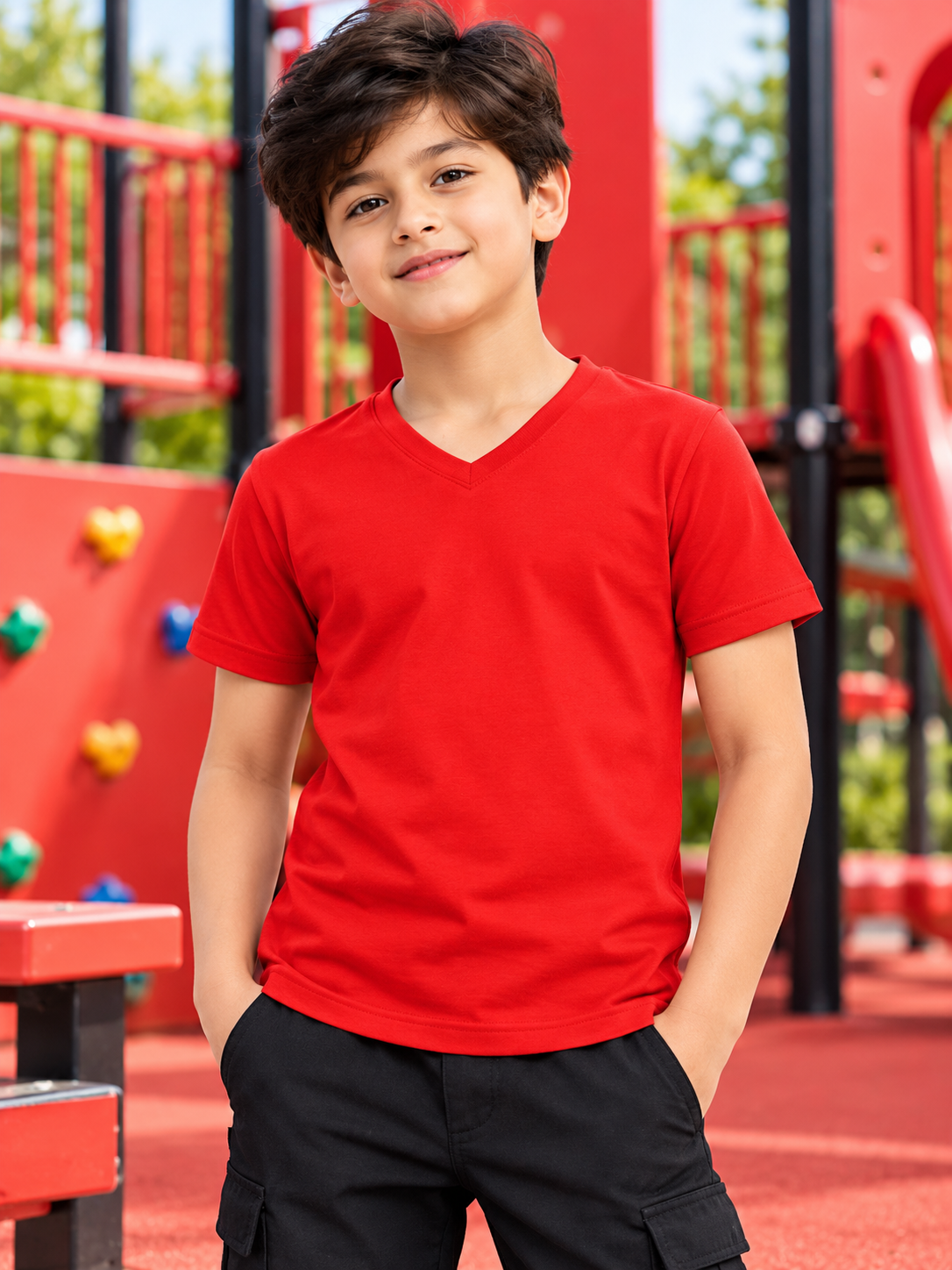 CORE SHORT REGULAR FIT T-SHIRT FOR BOYS GIRLS RED
