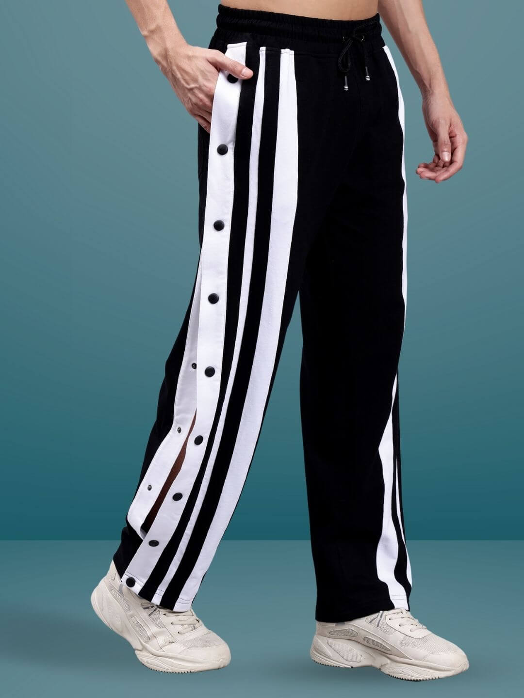 DANCER JOGGERS SIDE BUTTON BLACK WHITE XS - Main Image