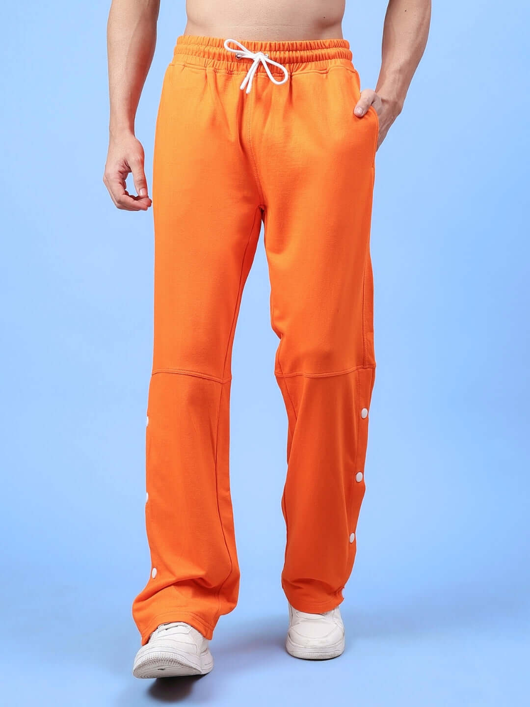 DUDS Racer Joggers in vibrant orange, made to order with custom fit option. Comfortable and stylish design by expert tailors.