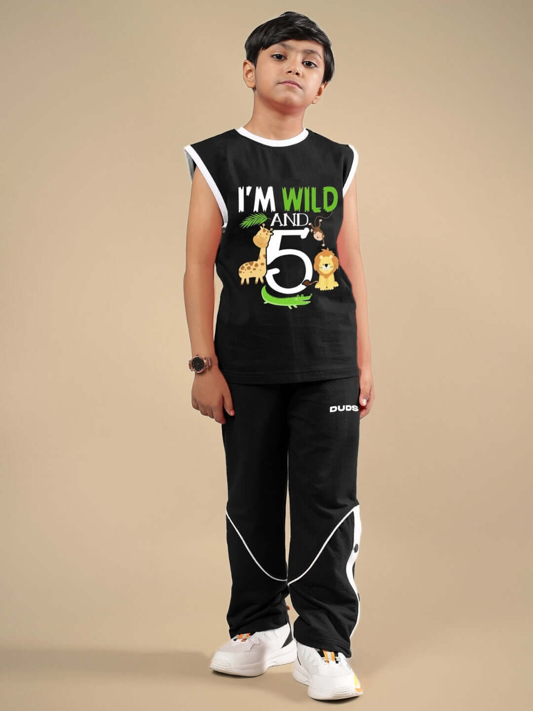 Stylish EDDIE JOGGER FOR BOYS & GIRLS BLACK, comfortable made-to-order outfit for kids, featuring custom fit option.