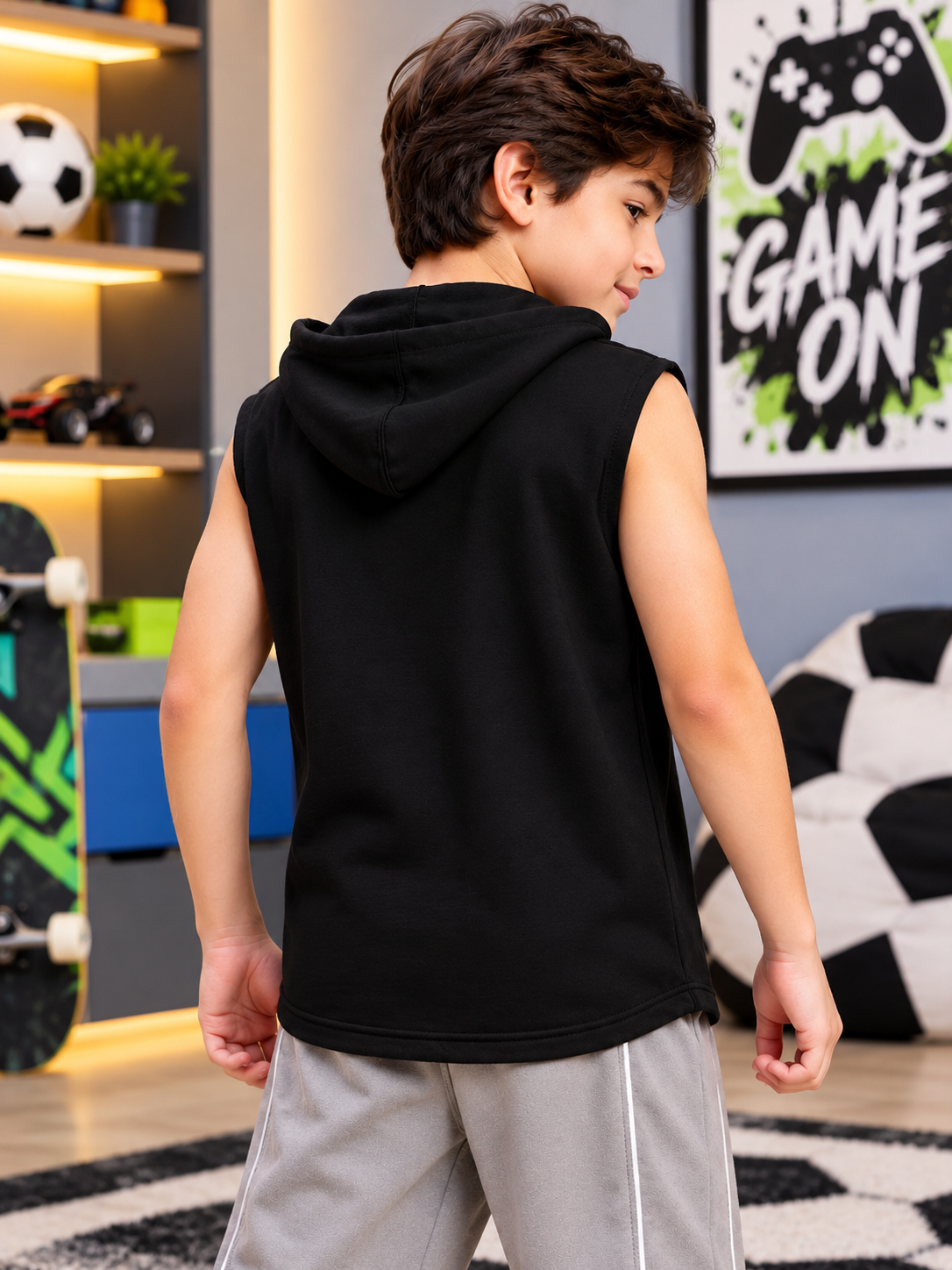 EDGE SLEEVELESS GRAPHIC PRINT FOR BOYS GIRLS BLACK